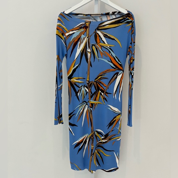 EMILIO PUCCI BLUE MULTI BAMBOO DRESS MODEL 71RL51 SIZE IT 40 / US 6 NWOTS! - Picture 3 of 17